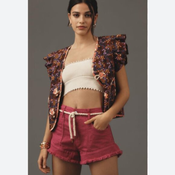 Brand New Pilcro Slouchy Frayed Denim Shorts - Picture 3 of 10